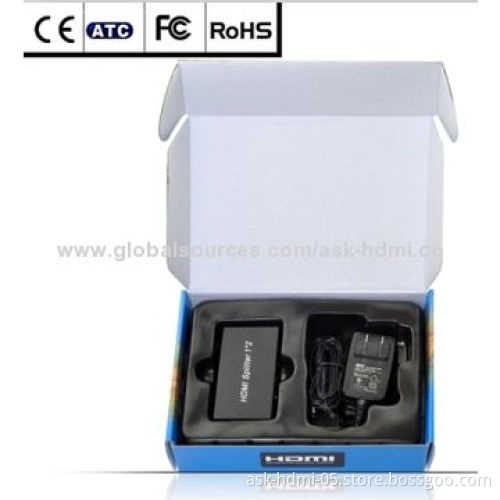 HDMI 1x2 Splitter, Supports 3D, 5V DC/1A Power Supply
